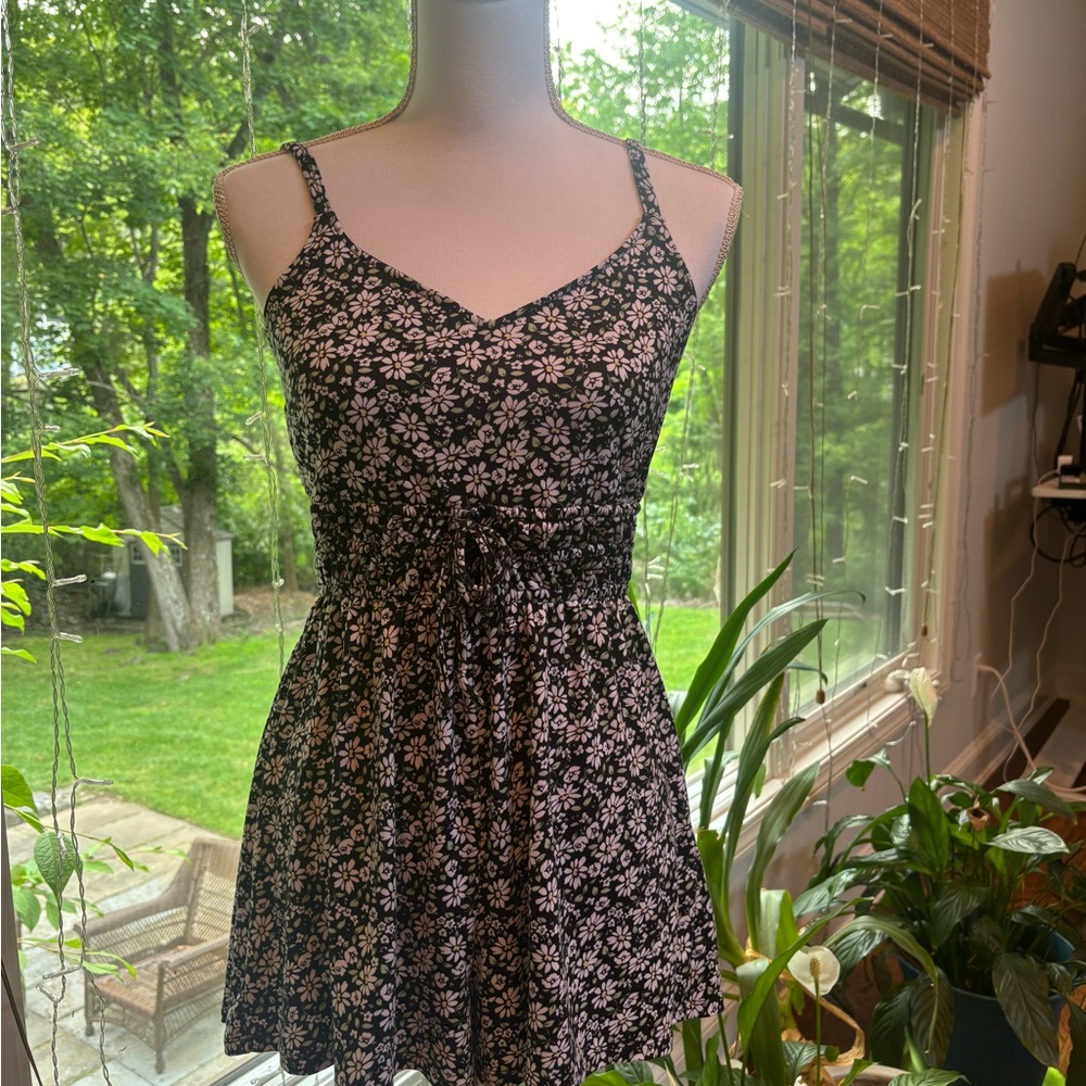 Hollister Black and White Floral Romper Dress